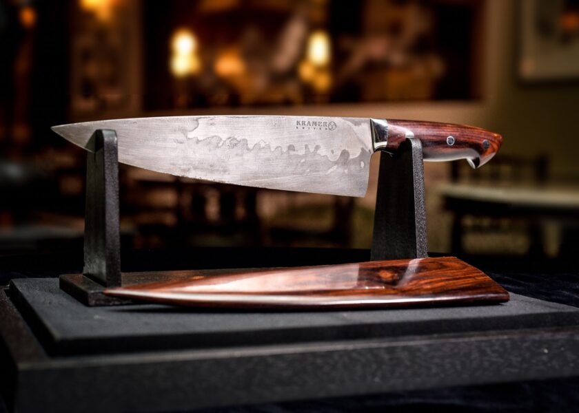 Bob Kramer custom steel and meteorite chef knife