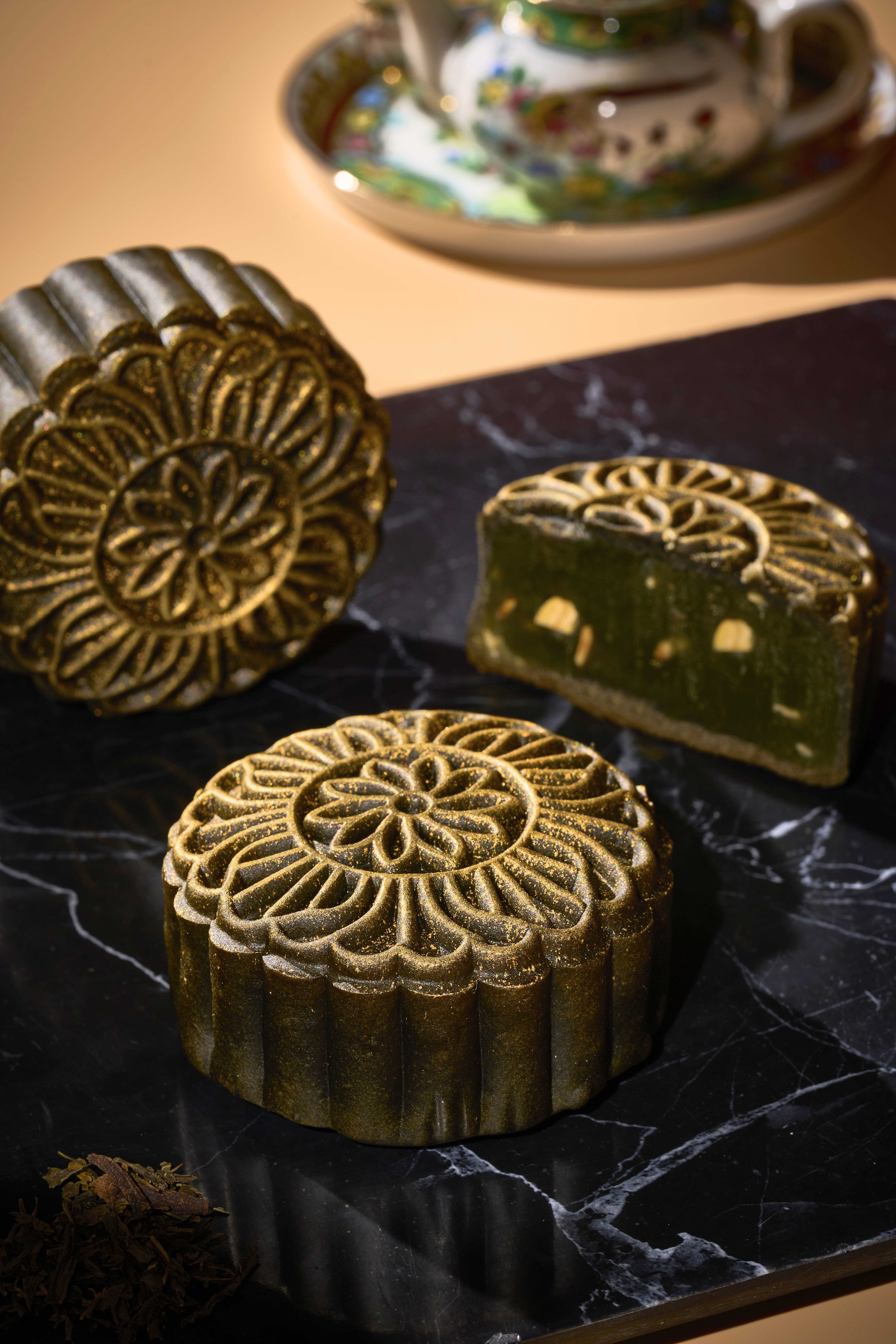 Hotel Indigo Singapore Katong offers an array of low-sugar mooncakes, including the Charcoal Baked with Gold Dust flavour.