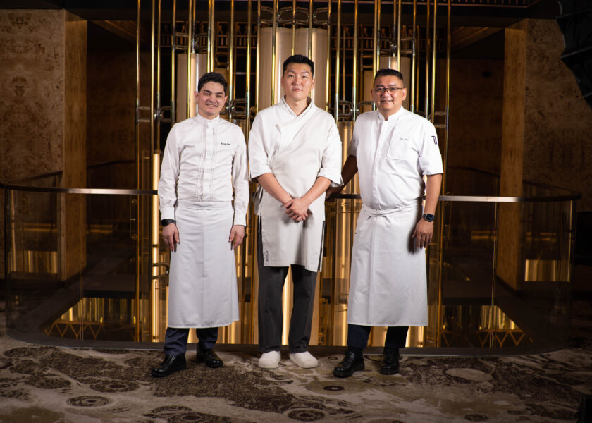 The St. Regis Jakarta features Korean chef Jung Chan (center) at its exclusive six-hand fine Korean dining program.