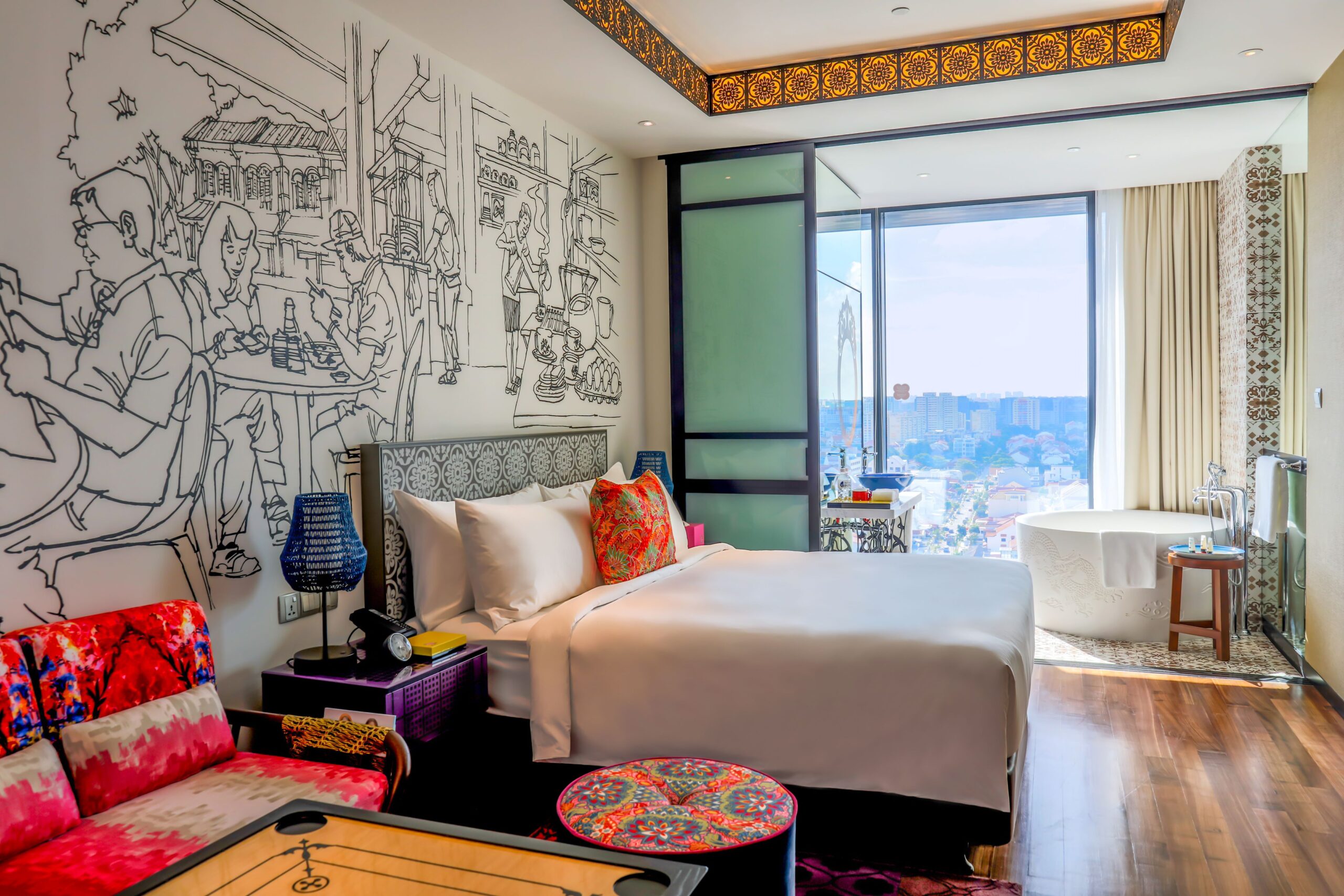 The Hotel Indigo Singapore Katong's guest rooms blend peranakan-inspired interior design with contemporary influences.