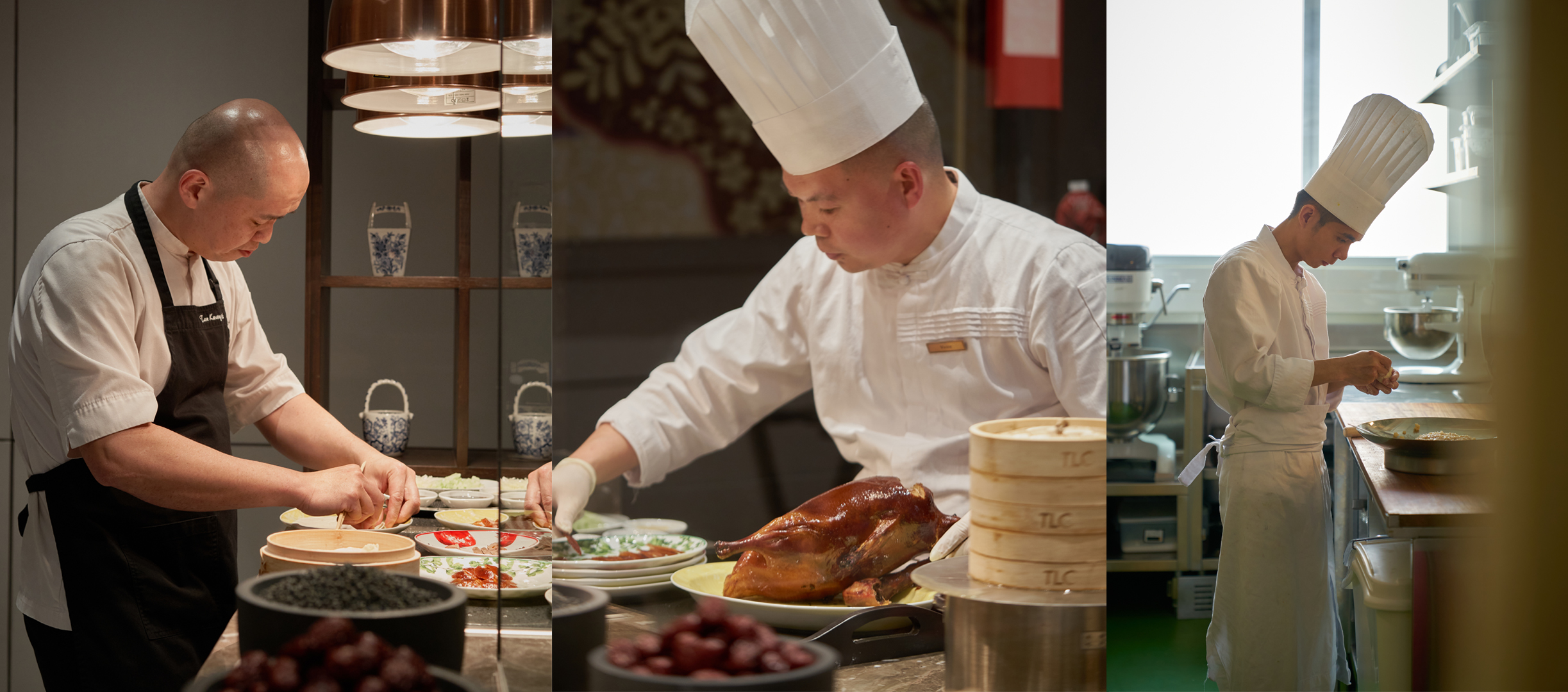 Executive Chinese Chef Tan Kwang Aik, Duck Specialties Chef Victor, and Dim Sum Master Chef Huang